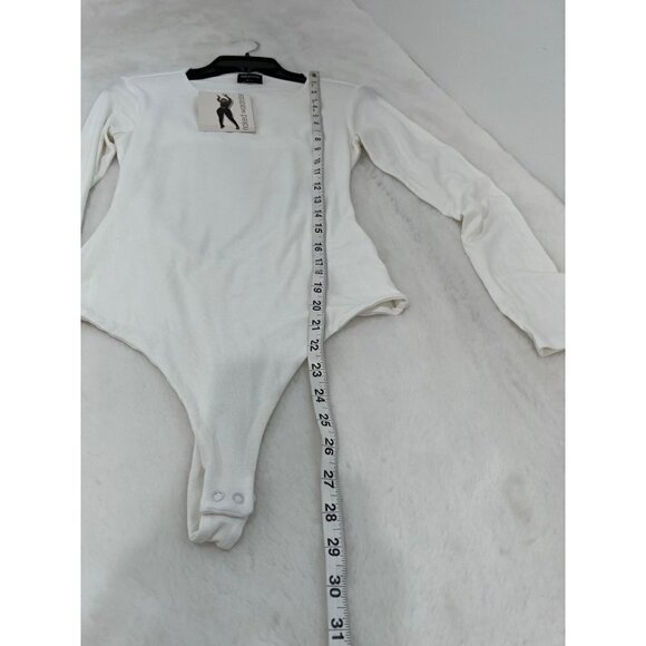 NWTD NAKED WARDROBE Size L Long Sleeve Bodysuit White - Picture 7 of 12